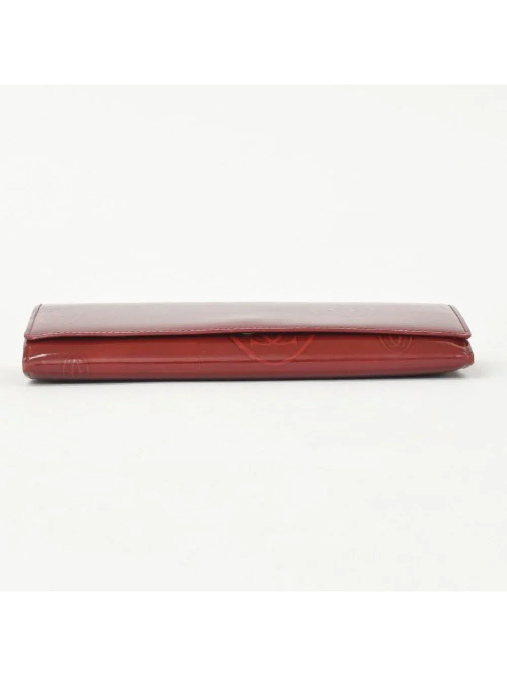 Cartier Wallet Double C Bordeaux Patent Leather Silver